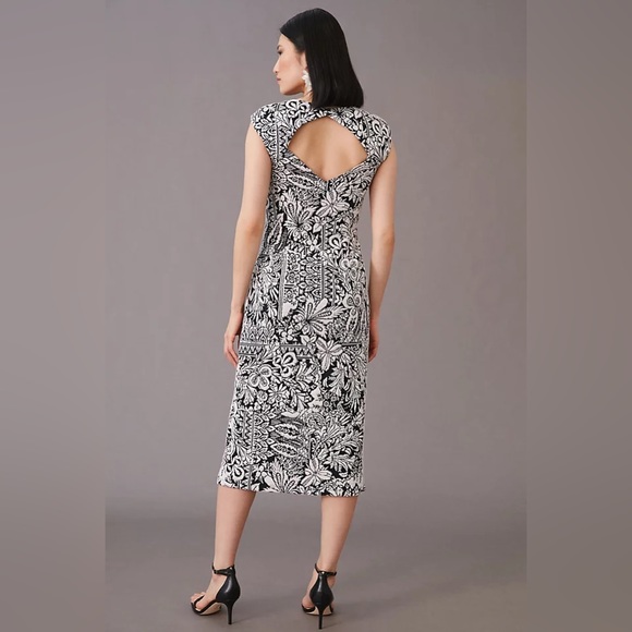 ✨ Anthropologie Jacquard Cut-Out Midi Dress Sz M - Picture 5 of 7